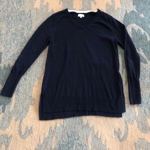Crown and Ivy navy blue, v neck, pull-over sweater